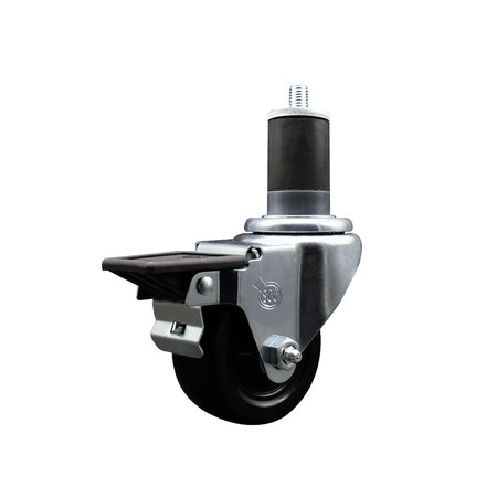 Service Caster 3'' Hard Rubber Swivel 1-5/8'' Expanding Stem Caster with Brake SCC-EX20S314-HRS-PLB-158